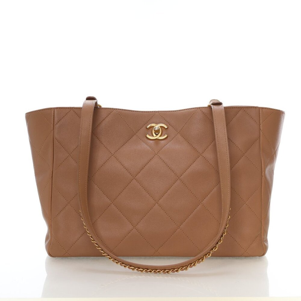 Chanel Medium Calfskin Turnlock CC Chain Shopping Tote